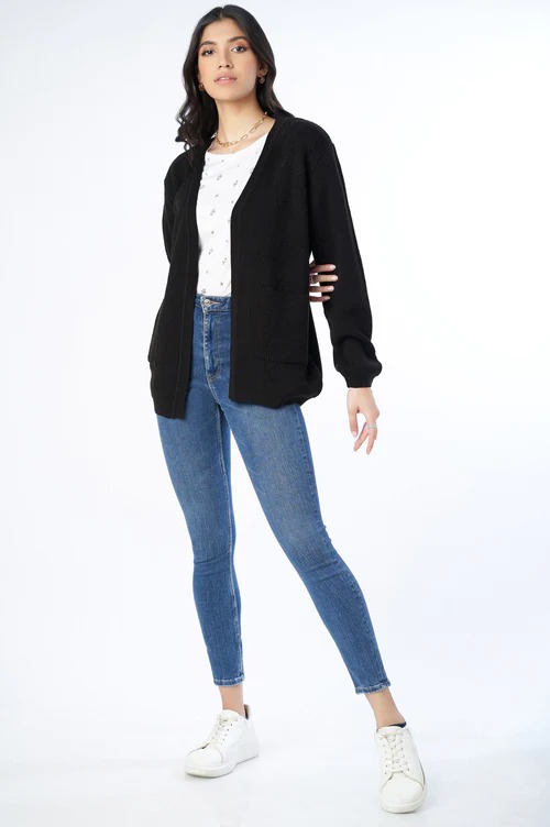 Classic Knitted Cardigan - Black
